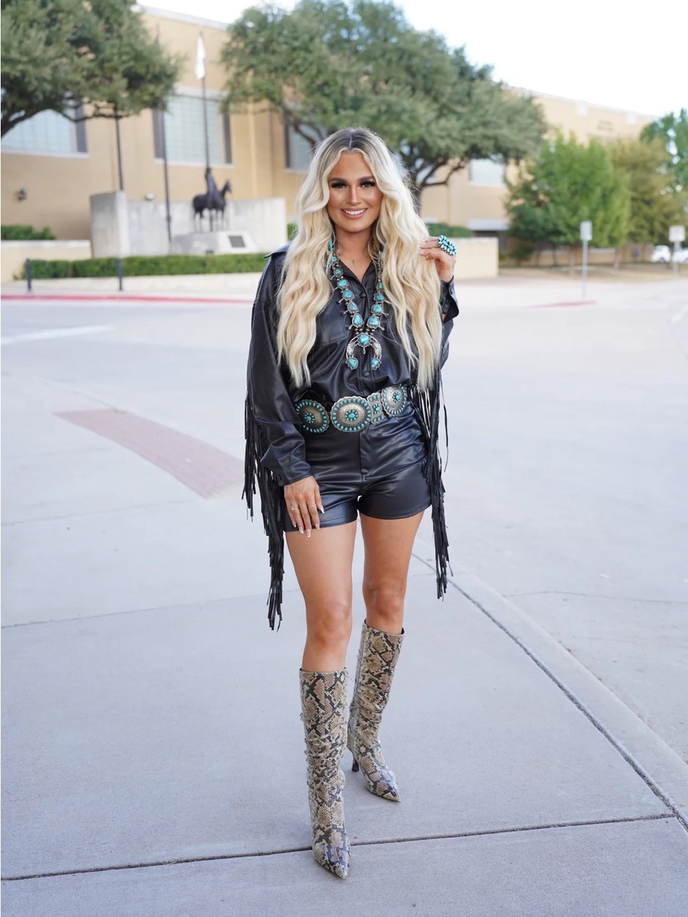 Black fringe leather shorts